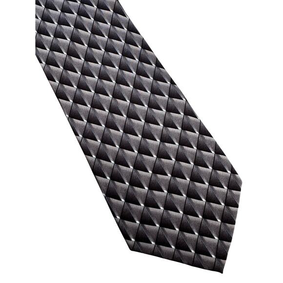 Vintage Blue Geometric Peebles Silk Necktie - Picture 2 of 3